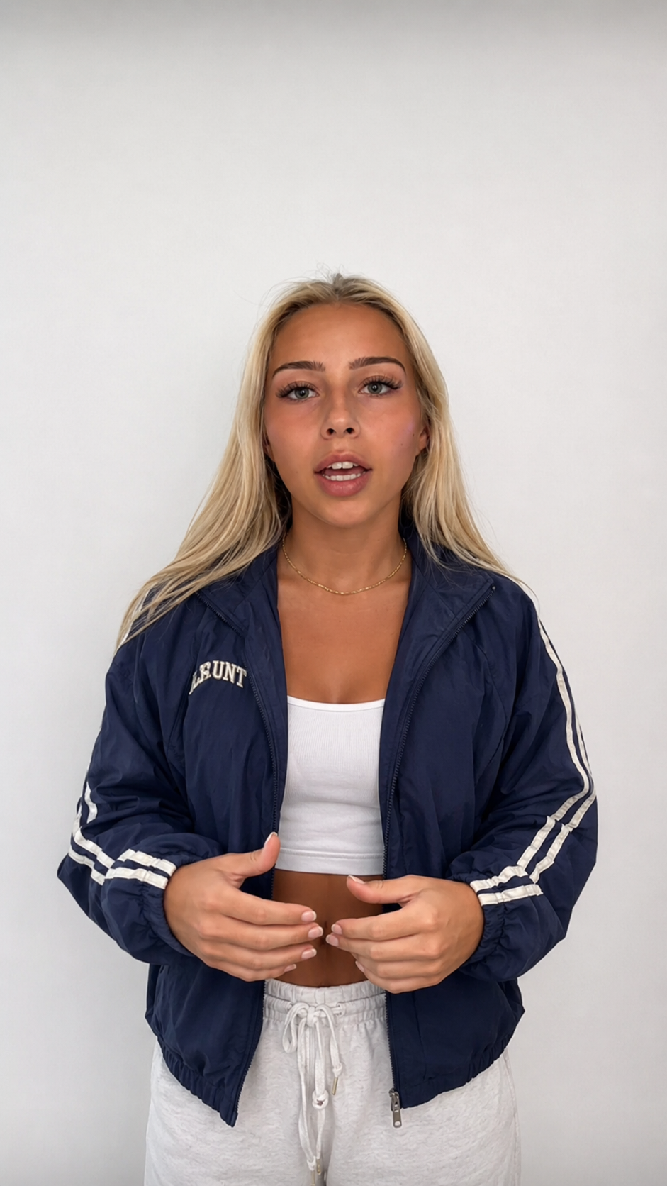 Low-quality adult blonde woman character example with off proportions and obvious AI artifacts